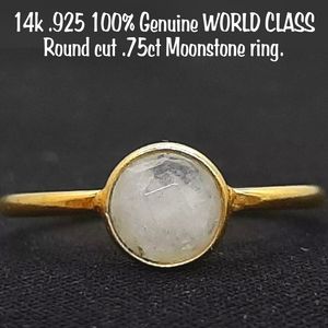 14k .925 💯% Genuine WORLD CLASS  ROUND cut MOONSTONE .75ct ring.